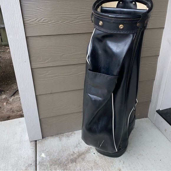 Vintage Atlantic Clyvenu Leather Black Golf Bag, Dri Grip Bottom - Picture 2 of 10